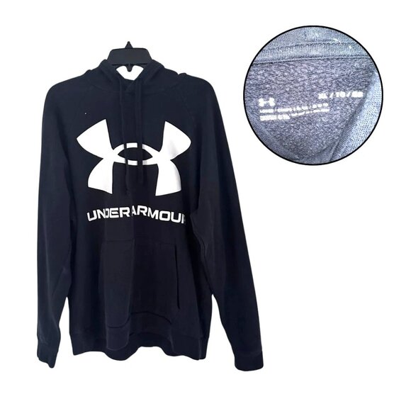 Under Armour Men’s XL Black Big Logo Hoodie Pullover Sweatshirt Athletic - Picture 1 of 4